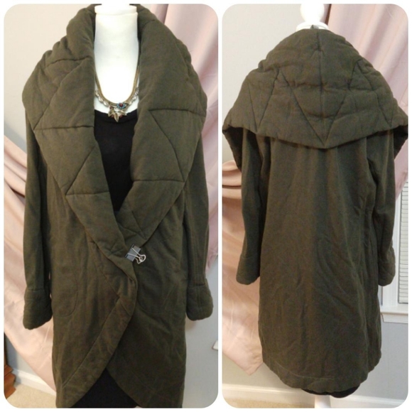 Anthropologie🌷Army Green Sweater Coat S/M - Picture 5 of 10